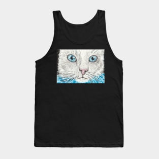 cute cat  face watercolor painting Tank Top